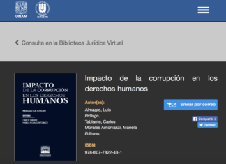 Libro «Impacto de la Corrupción en los Derechos Humanos» publicado online gratis por la Universidad Nacional Autónoma de México