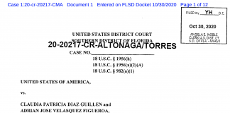 DOCUMENTO: EEUU confisca bienes de Claudia Díaz y Adrián Velásquez y pide 20 años de prisión por lavado de dinero