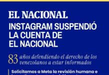 Instagram mantiene suspendida la cuenta de El Nacional