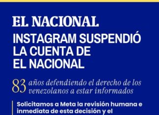 Instagram mantiene suspendida la cuenta de El Nacional